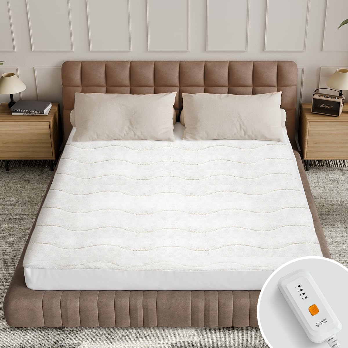 Templewet Heated Mattress Pad Twin Size - Single Control Electric Mattress Pad With 4 Heat Settings & 10 Hour Auto Off,Bed Warme